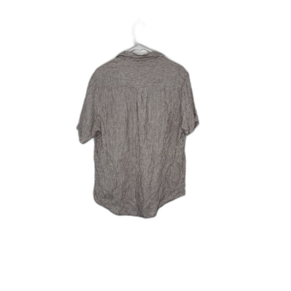 Report Collection Heritage XL Brown Stripe 100% Linen Button Shirt Men - Picture 2 of 6